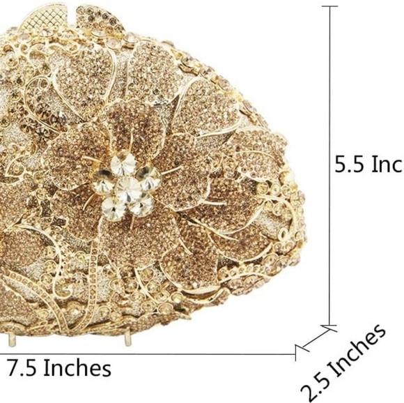 Exquisite Crystal Anemone Garden clutch evening purse in rose gold tone - Picture 7 of 9